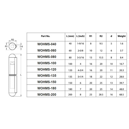 WELD ON HINGE 40MM STEEL - STEEL